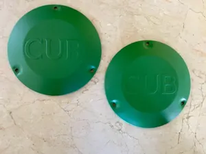 Pair of Goodrich Style Hub Caps, Piper J3 Cub Style, Exact Replica, Steel, Green